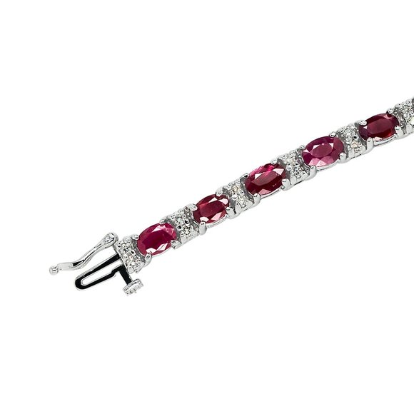 14K White Gold 12.50 Ct. tw. Ruby and Diamond Bracelet - Picture 2 of 3